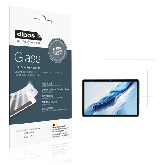 Klare Displayschutzfolie von dipos passend für Mentume K50 10.1, 9H kratzfest und blasenfrei montiert