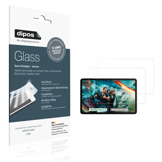 Klare Displayschutzfolie von dipos passend für MENTUME K90, 9H kratzfest und blasenfrei montiert