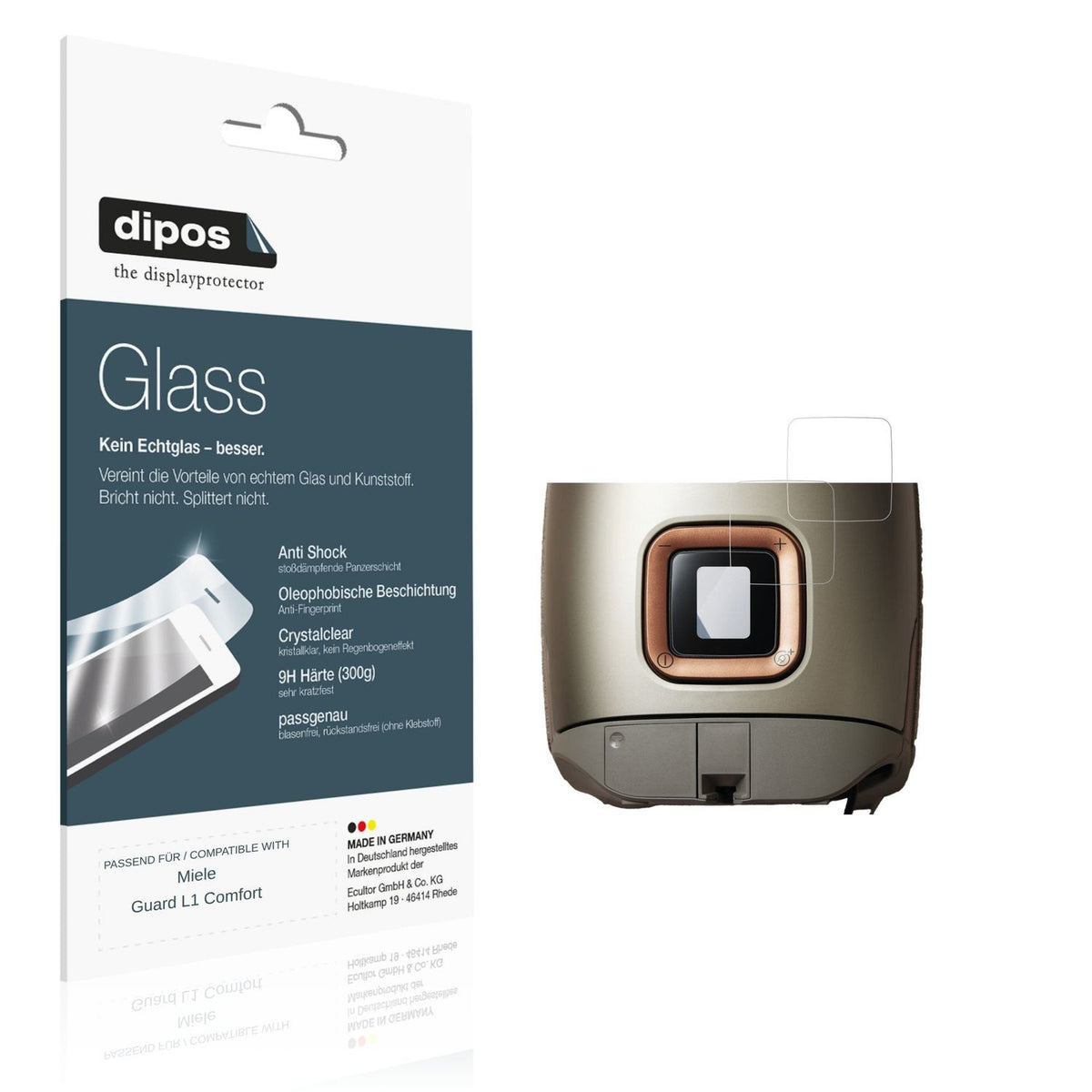 Klare Displayschutzfolie von dipos passend für Miele Guard L1 Comfort, 9H kratzfest und blasenfrei montiert