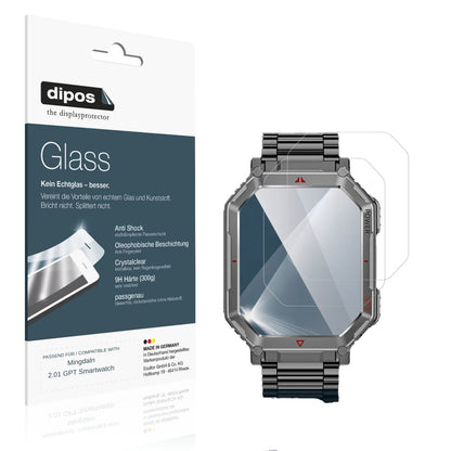 Klare Displayschutzfolie von dipos passend für Mingdaln 2.01 GPT Smartwatch, 9H kratzfest und blasenfrei montiert