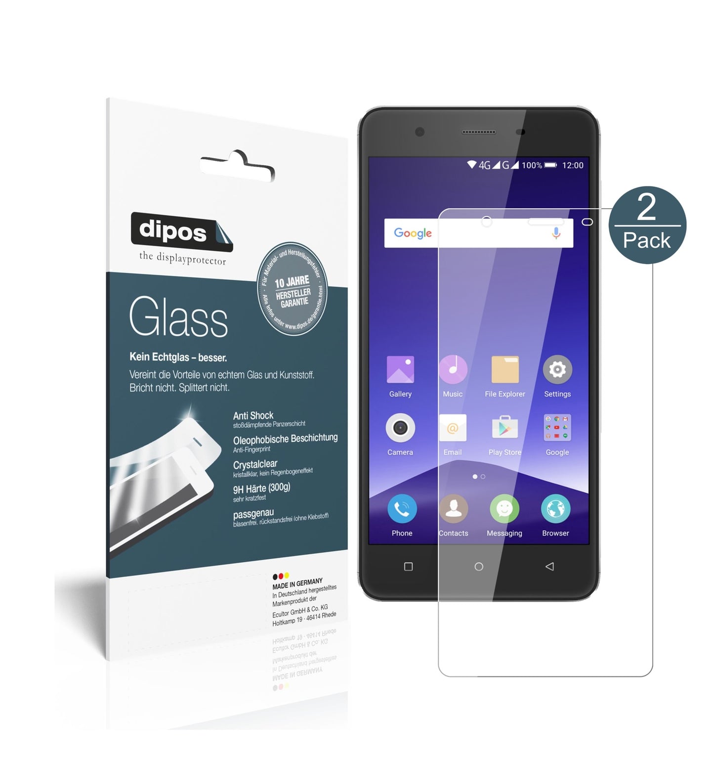 Klare Displayschutzfolie von dipos passend für Mobistel Cynus F10, 9H kratzfest und blasenfrei montiert