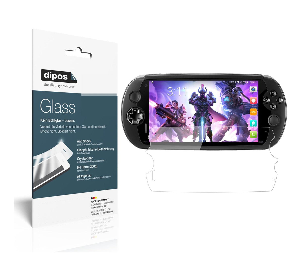 Klare Displayschutzfolie von dipos passend für MOQI i7s, 9H kratzfest und blasenfrei montiert