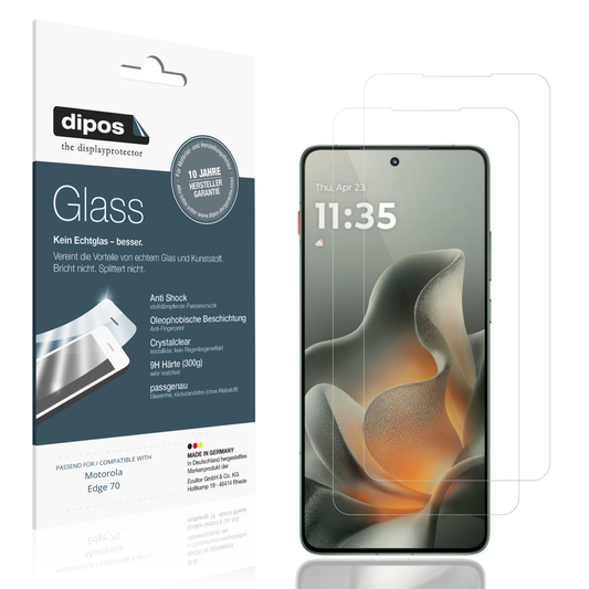 Klare Displayschutzfolie von dipos passend für Motorola Edge 70, 9H kratzfest und blasenfrei montiert