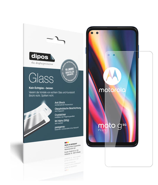 Klare Displayschutzfolie von dipos passend für Motorola Moto G 5G Plus, 9H kratzfest und blasenfrei montiert