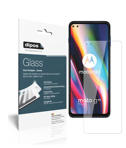 Klare Displayschutzfolie von dipos passend für Motorola Moto G 5G Plus, 9H kratzfest und blasenfrei montiert