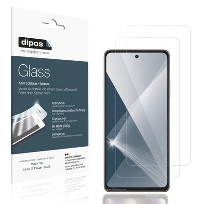 Klare Displayschutzfolie von dipos passend f�r Motorola Moto G Power 2026, 9H kratzfest und blasenfrei montiert