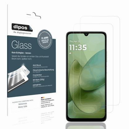 Klare Displayschutzfolie von dipos passend f�r Motorola Moto G06, 9H kratzfest und blasenfrei montiert