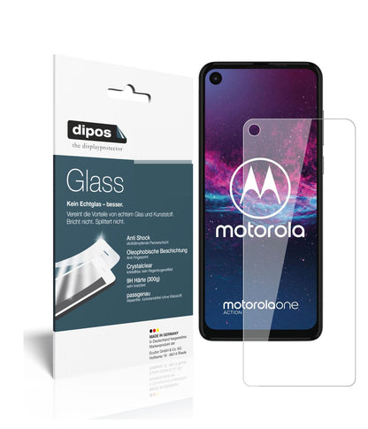 Klare Displayschutzfolie von dipos passend für Motorola One Action, 9H kratzfest und blasenfrei montiert