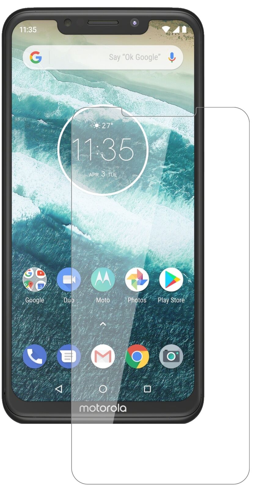Klare Displayschutzfolie von dipos passend für Motorola One Power, 9H kratzfest und blasenfrei montiert