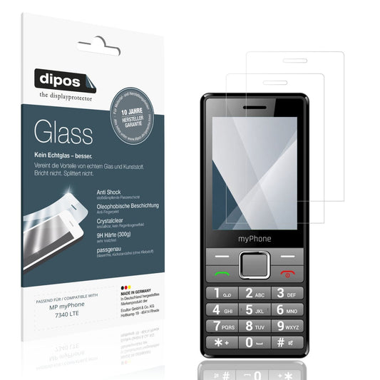 Klare Displayschutzfolie von dipos passend für MP myPhone 7340 LTE, 9H kratzfest und blasenfrei montiert