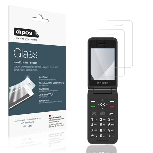 Klare Displayschutzfolie von dipos passend für MP myPhone Flip LTE, 9H kratzfest und blasenfrei montiert