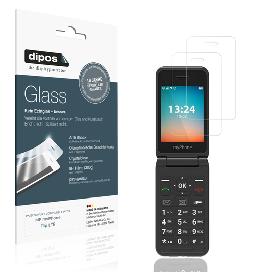 Klare Displayschutzfolie von dipos passend für MP myPhone Flip LTE, 9H kratzfest und blasenfrei montiert