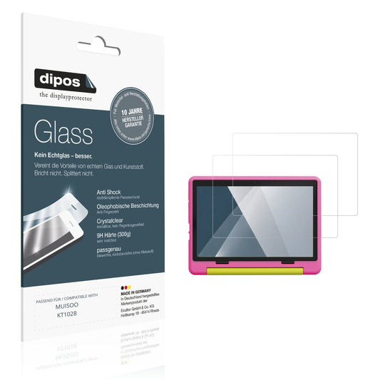 Klare Displayschutzfolie von dipos passend für MUISOO KT1028, 9H kratzfest und blasenfrei montiert