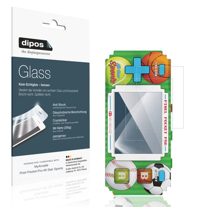 Klare Displayschutzfolie von dipos passend für MyArcade Pixel Pocket Pro All Star Sports, 9H kratzfest und blasenfrei montiert