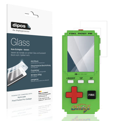 Klare Displayschutzfolie von dipos passend für MyArcade Pixel Pocket Pro Galaga, 9H kratzfest und blasenfrei montiert