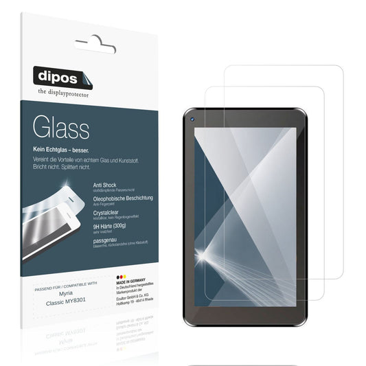 Klare Displayschutzfolie von dipos passend für Myria Classic MY8301, 9H kratzfest und blasenfrei montiert