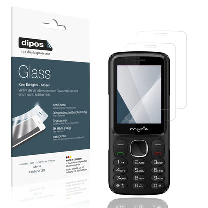 Klare Displayschutzfolie von dipos passend für Myria Endless 3G, 9H kratzfest und blasenfrei montiert