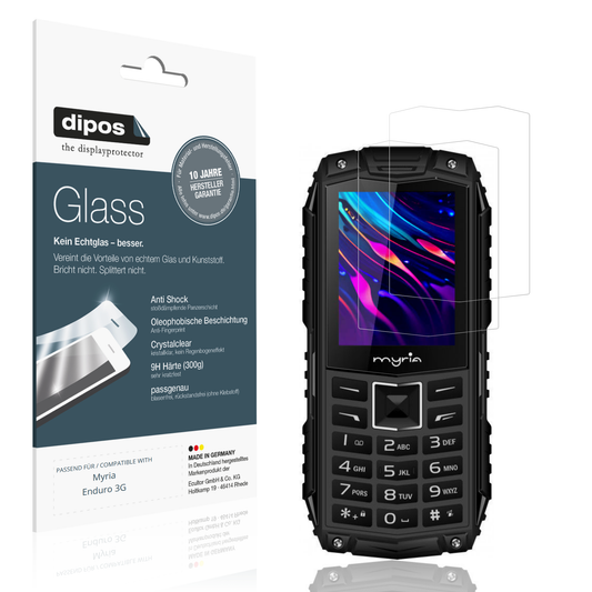 Klare Displayschutzfolie von dipos passend für Myria Enduro 3G, 9H kratzfest und blasenfrei montiert