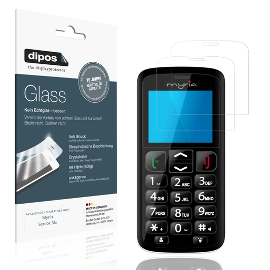 Klare Displayschutzfolie von dipos passend für Myria Senior 3G, 9H kratzfest und blasenfrei montiert