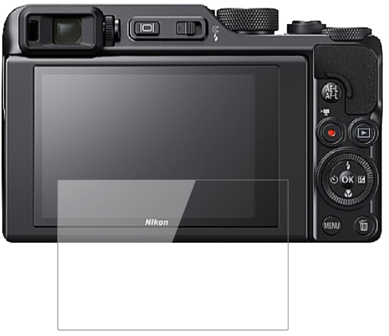 Klare Displayschutzfolie von dipos passend für Nikon Coolpix A1000, 9H kratzfest und blasenfrei montiert