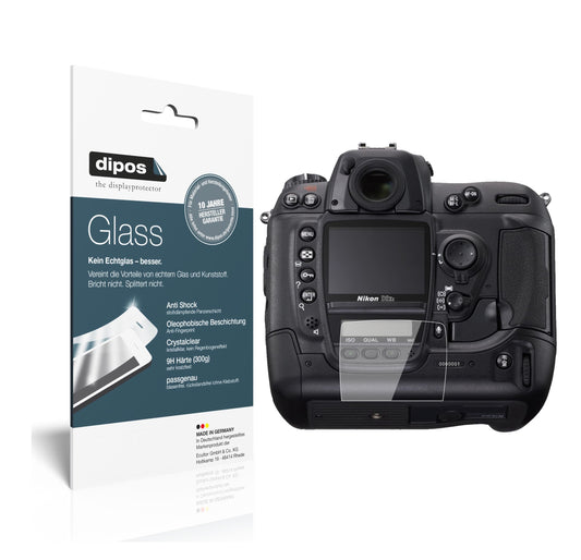 Klare Displayschutzfolie von dipos passend für Nikon D2X, 9H kratzfest und blasenfrei montiert
