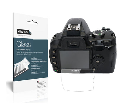 Klare Displayschutzfolie von dipos passend für Nikon D60, 9H kratzfest und blasenfrei montiert