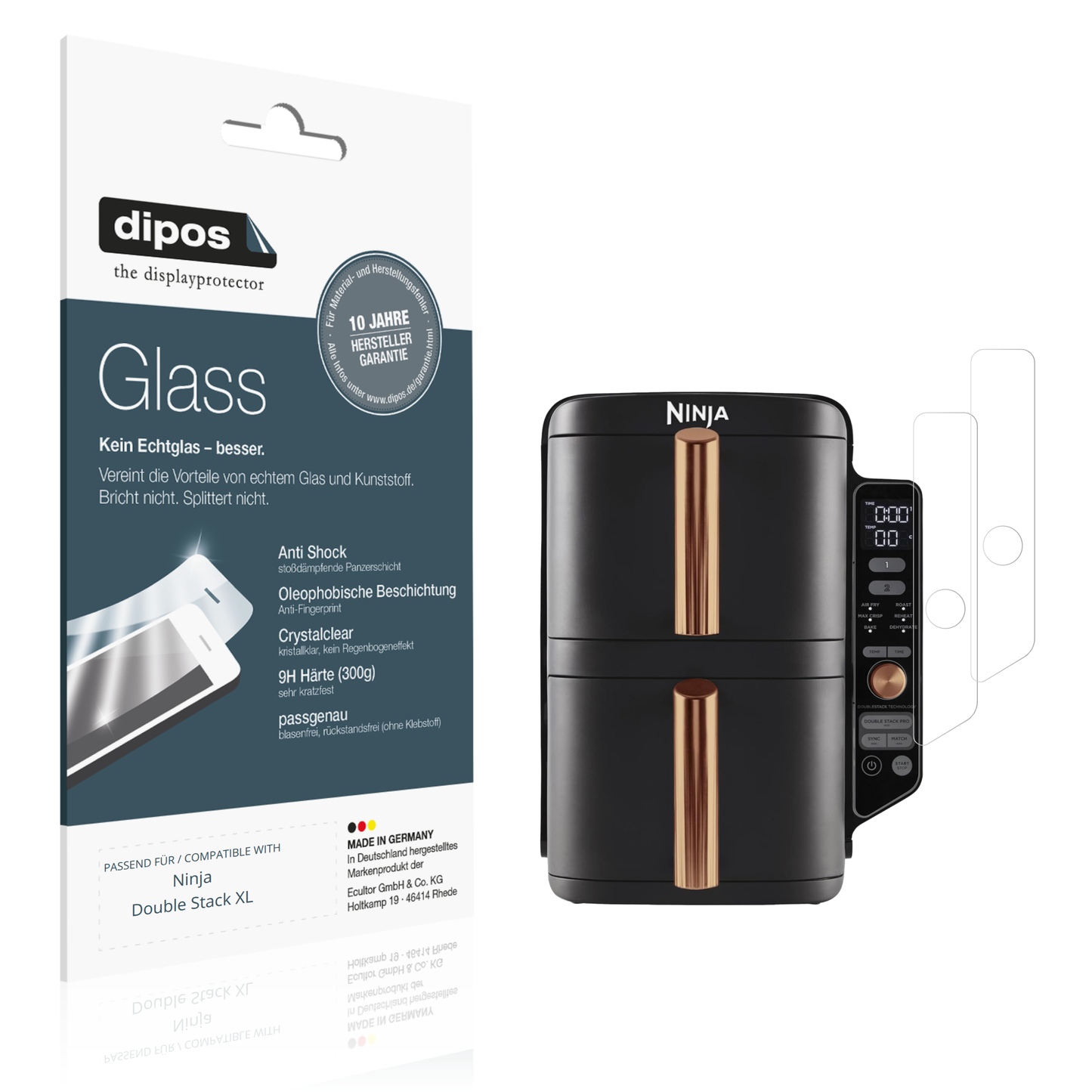 Klare Displayschutzfolie von dipos passend für Ninja Double Stack XL, 9H kratzfest und blasenfrei montiert