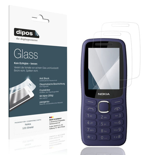 Klare Displayschutzfolie von dipos passend für Nokia 123 Shield, 9H kratzfest und blasenfrei montiert