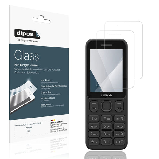 Klare Displayschutzfolie von dipos passend für Nokia 125, 9H kratzfest und blasenfrei montiert