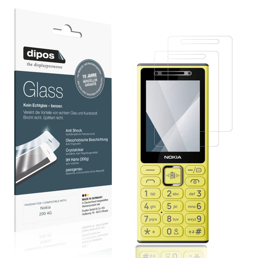 Klare Displayschutzfolie von dipos passend für Nokia 200 4G, 9H kratzfest und blasenfrei montiert