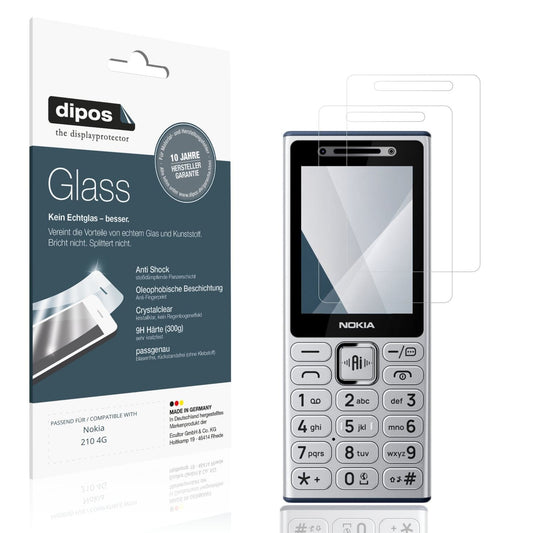 Klare Displayschutzfolie von dipos passend für Nokia 210 4G, 9H kratzfest und blasenfrei montiert