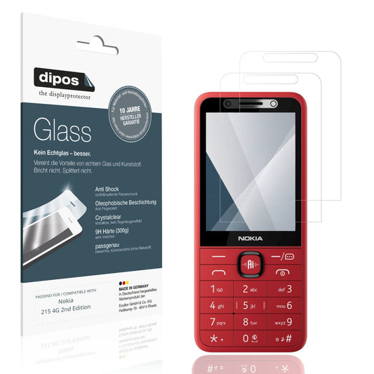Klare Displayschutzfolie von dipos passend für Nokia 215 4G 2nd Edition, 9H kratzfest und blasenfrei montiert