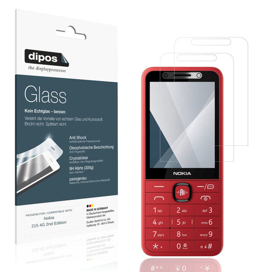 Klare Displayschutzfolie von dipos passend für Nokia 215 4G 2nd Edition, 9H kratzfest und blasenfrei montiert