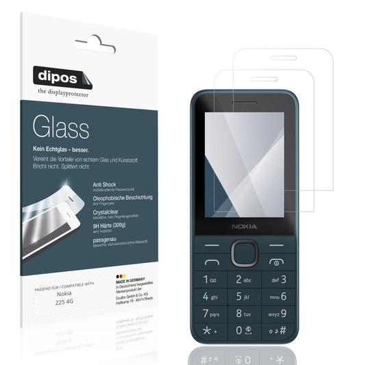Klare Displayschutzfolie von dipos passend für Nokia 225 4G, 9H kratzfest und blasenfrei montiert