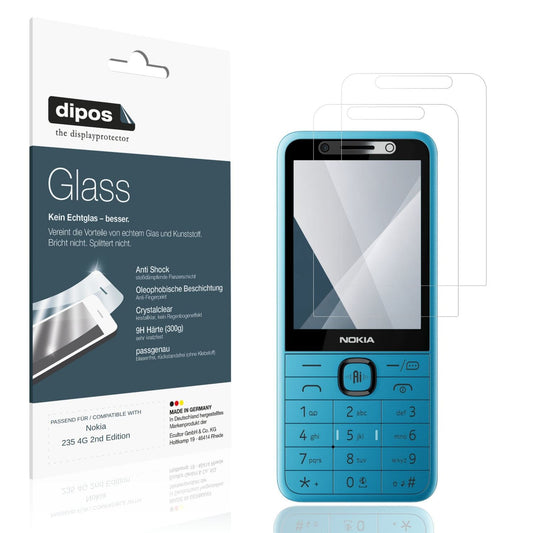 Klare Displayschutzfolie von dipos passend für Nokia 235 4G 2nd Edition, 9H kratzfest und blasenfrei montiert