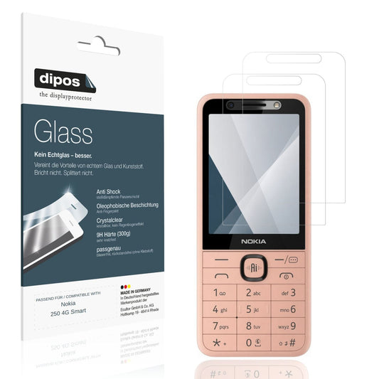 Klare Displayschutzfolie von dipos passend für Nokia 250 4G Smart, 9H kratzfest und blasenfrei montiert