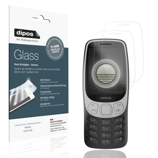 Klare Displayschutzfolie von dipos passend für Nokia 3210 4G, 9H kratzfest und blasenfrei montiert