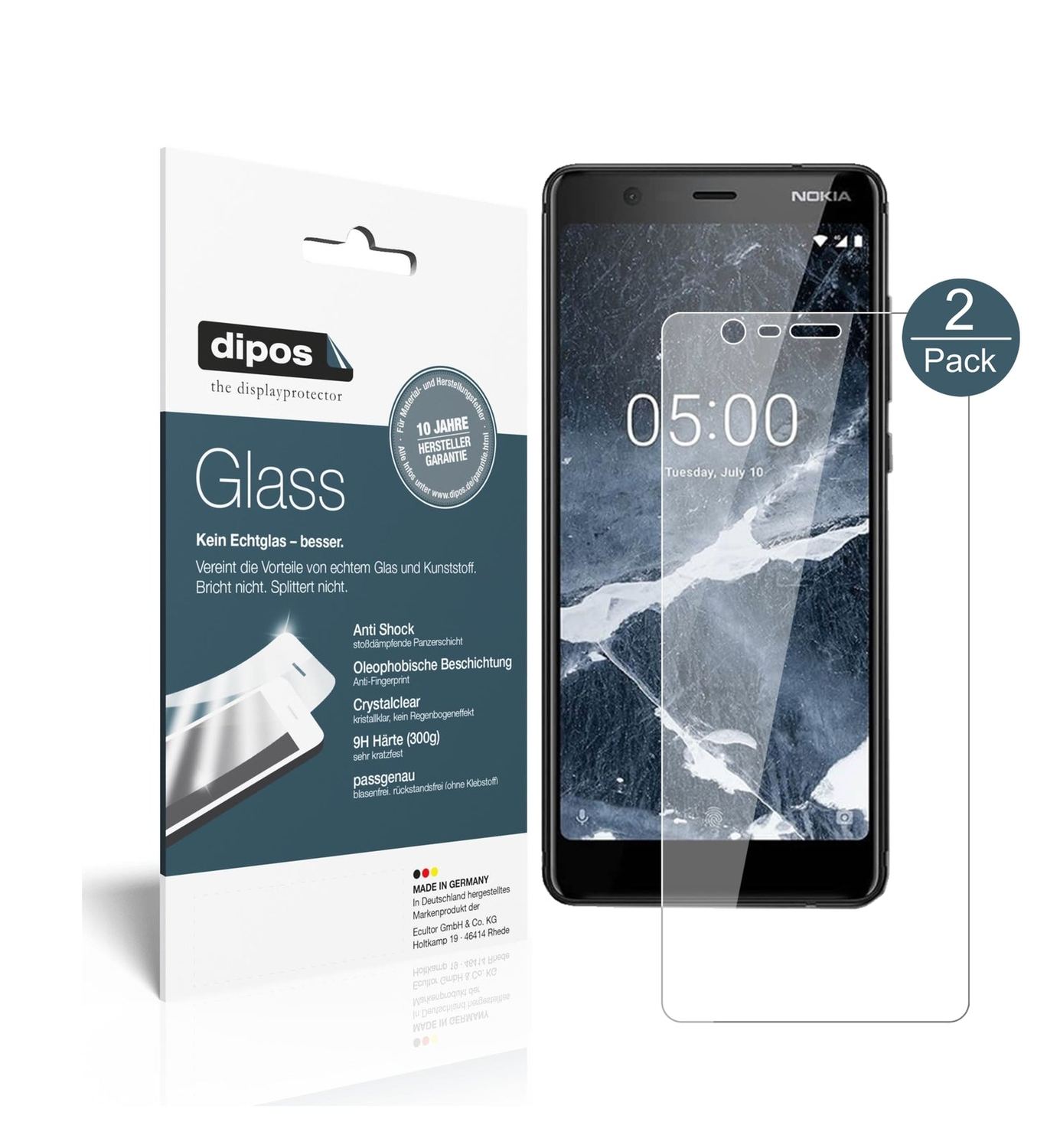 Klare Displayschutzfolie von dipos passend für Nokia 46027, 9H kratzfest und blasenfrei montiert