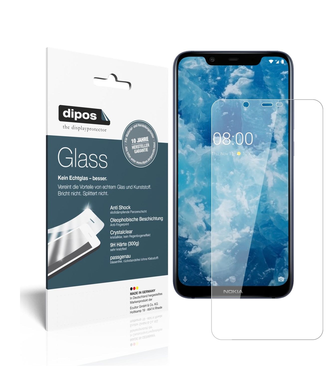 Klare Displayschutzfolie von dipos passend für Nokia 46030, 9H kratzfest und blasenfrei montiert