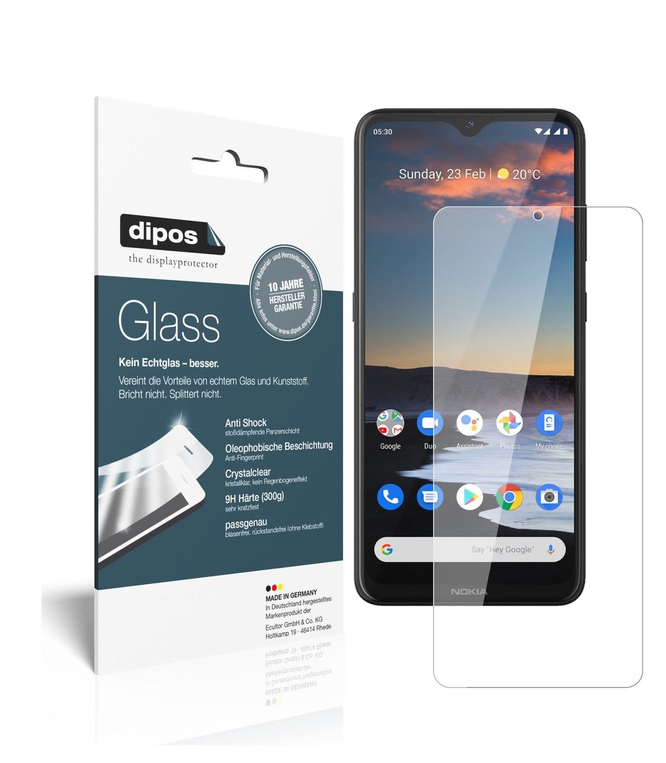 Klare Displayschutzfolie von dipos passend für Nokia 46086, 9H kratzfest und blasenfrei montiert
