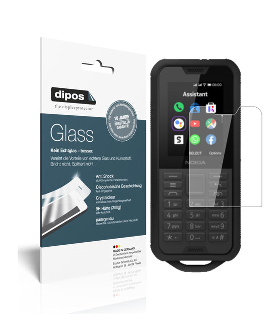 Klare Displayschutzfolie von dipos passend für Nokia 800 Tough, 9H kratzfest und blasenfrei montiert