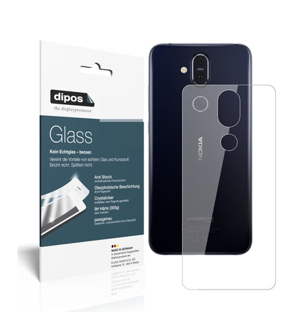 Klare Displayschutzfolie von dipos passend für Nokia 8.1 Rückseite, 9H kratzfest und blasenfrei montiert