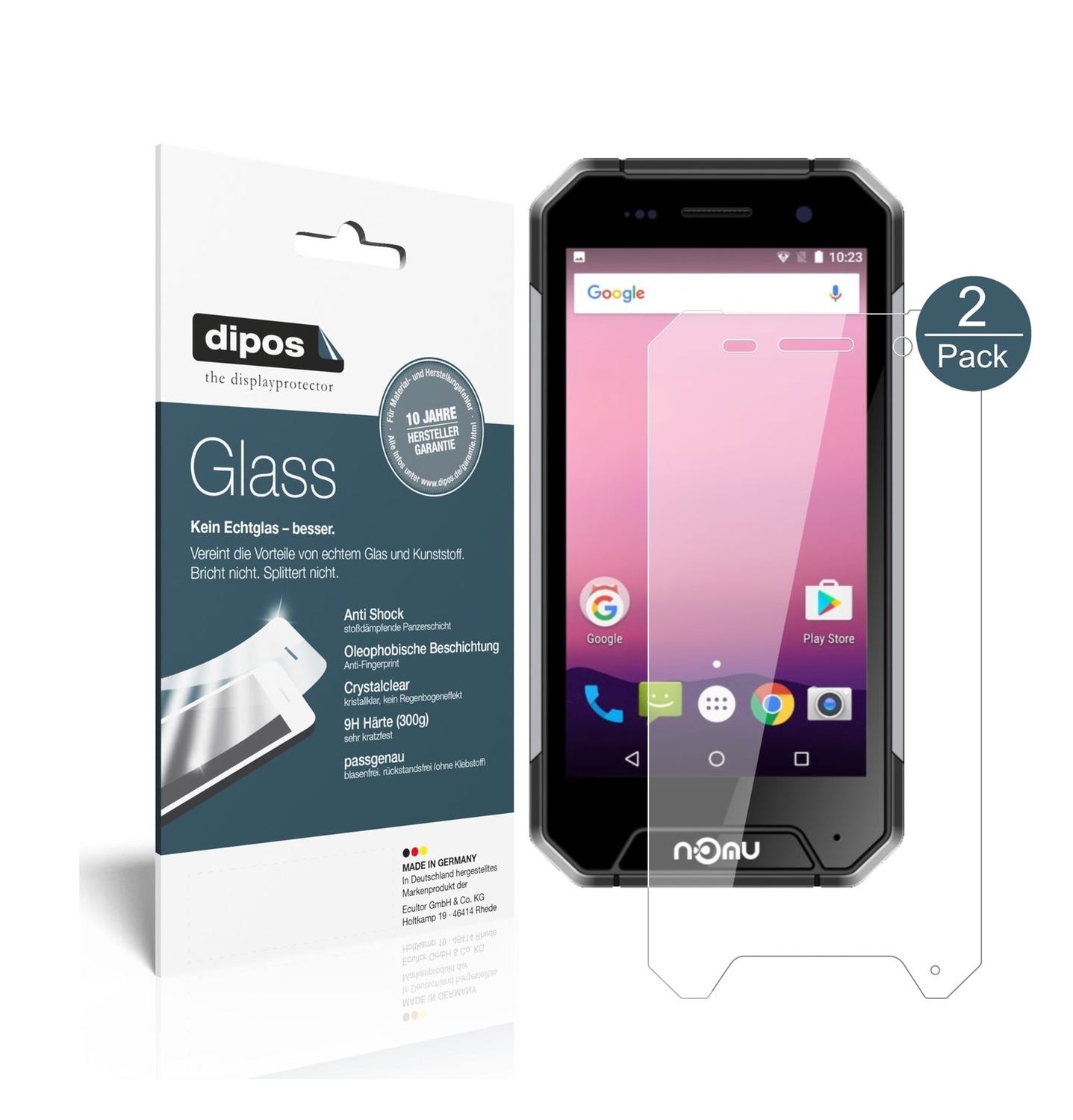 Klare Displayschutzfolie von dipos passend für Nomu S30 Mini, 9H kratzfest und blasenfrei montiert