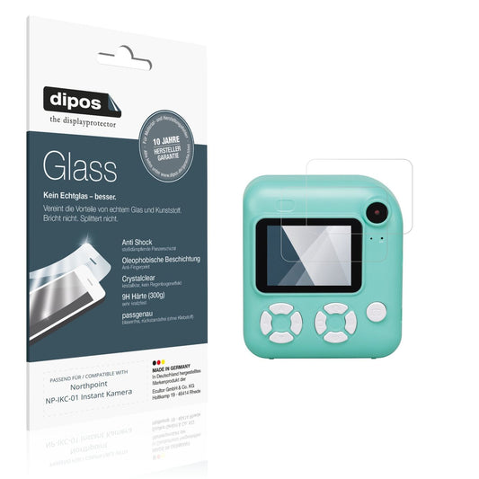 Klare Displayschutzfolie von dipos passend für Northpoint NP-IKC-01 Instant Kamera, 9H kratzfest und blasenfrei montiert