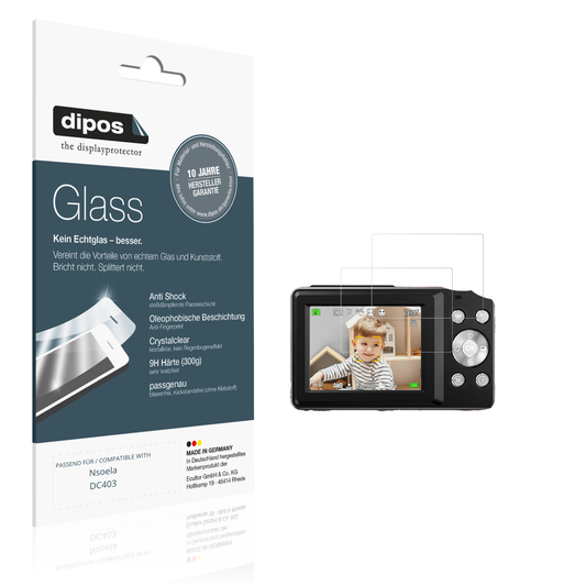 Klare Displayschutzfolie von dipos passend für Nsoela DC403, 9H kratzfest und blasenfrei montiert