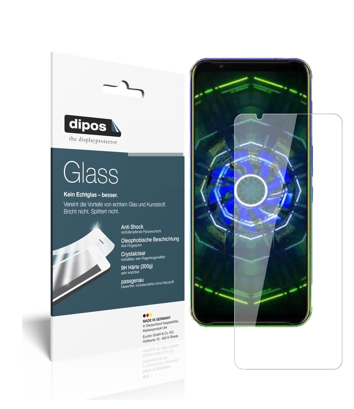 Klare Displayschutzfolie von dipos passend für nubia Red Magic 5S, 9H kratzfest und blasenfrei montiert