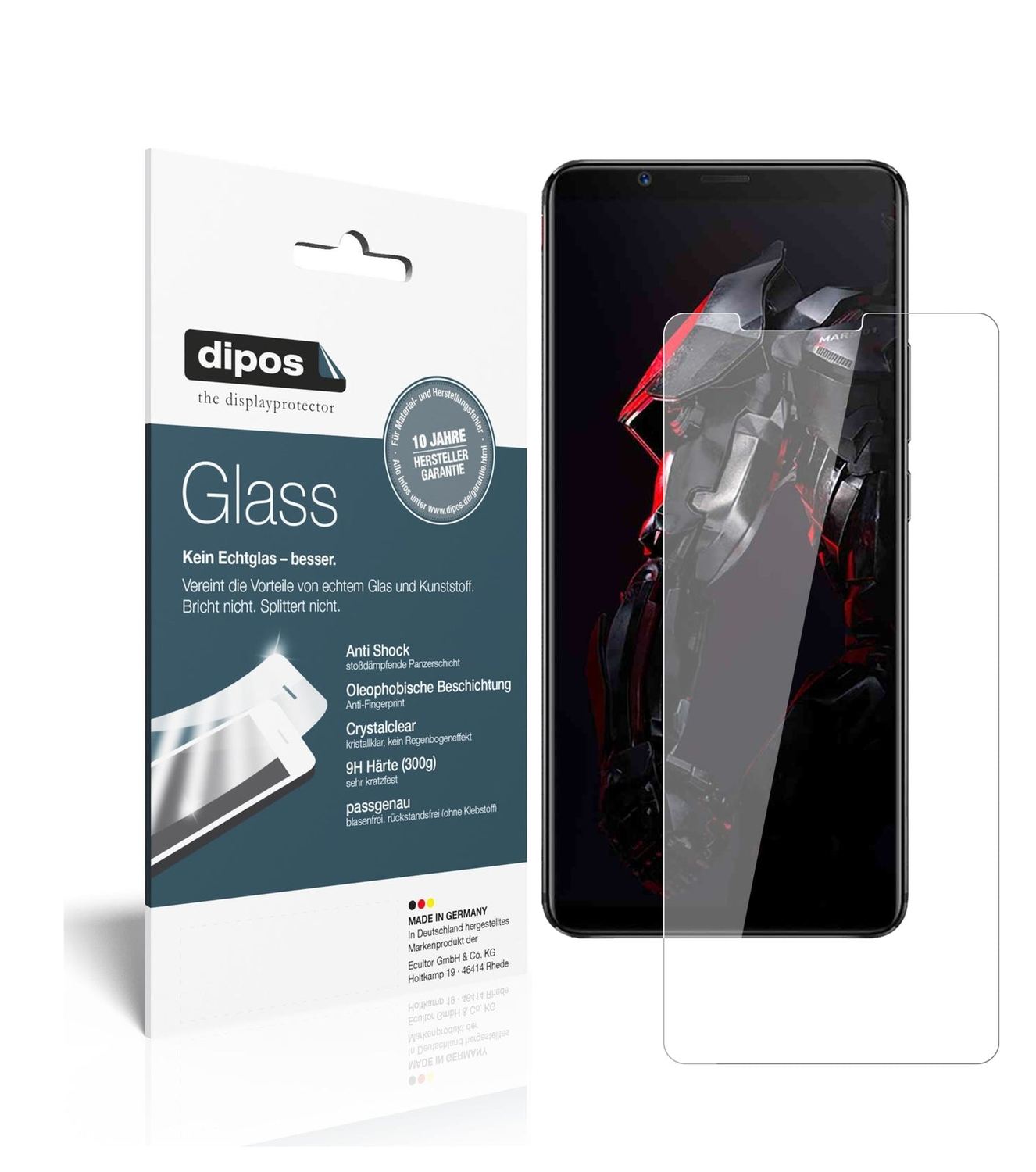 Klare Displayschutzfolie von dipos passend für Nubia Red Magic Mars, 9H kratzfest und blasenfrei montiert