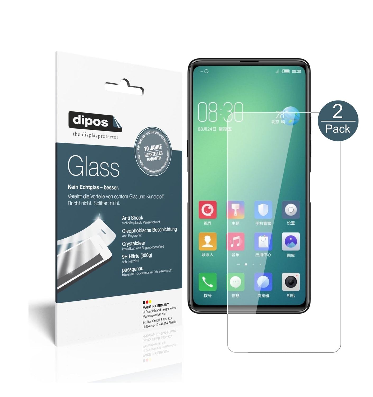Klare Displayschutzfolie von dipos passend für Nubia Z18S, 9H kratzfest und blasenfrei montiert