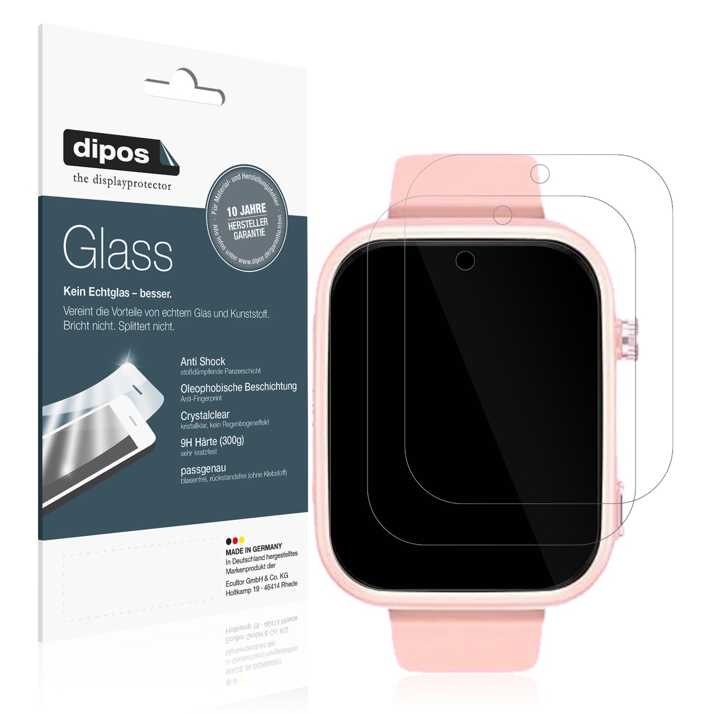 Klare Displayschutzfolie von dipos passend für Okyuk 4G Kids, 9H kratzfest und blasenfrei montiert