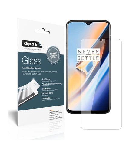 Klare Displayschutzfolie von dipos passend für OnePlus 6T, 9H kratzfest und blasenfrei montiert